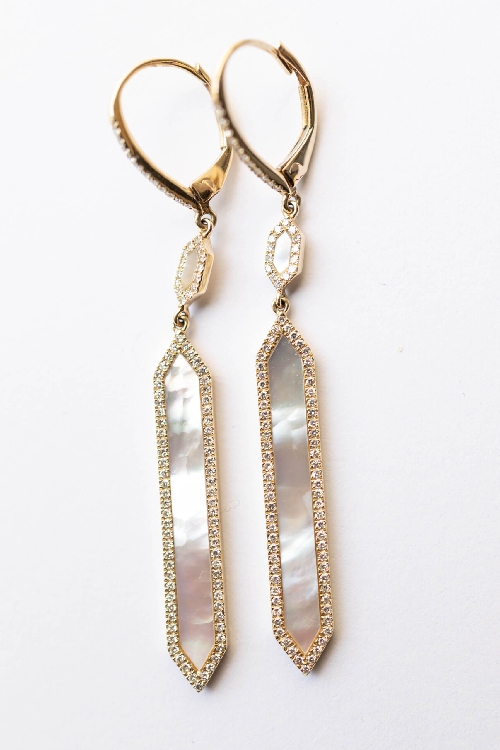 Mother of Pearl, Gold and Diamond Earrings for Jewelry Brand - Atila