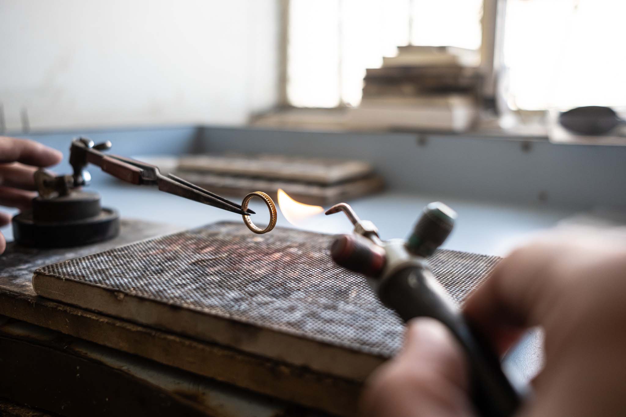Jeweler Soldering Gold Ring